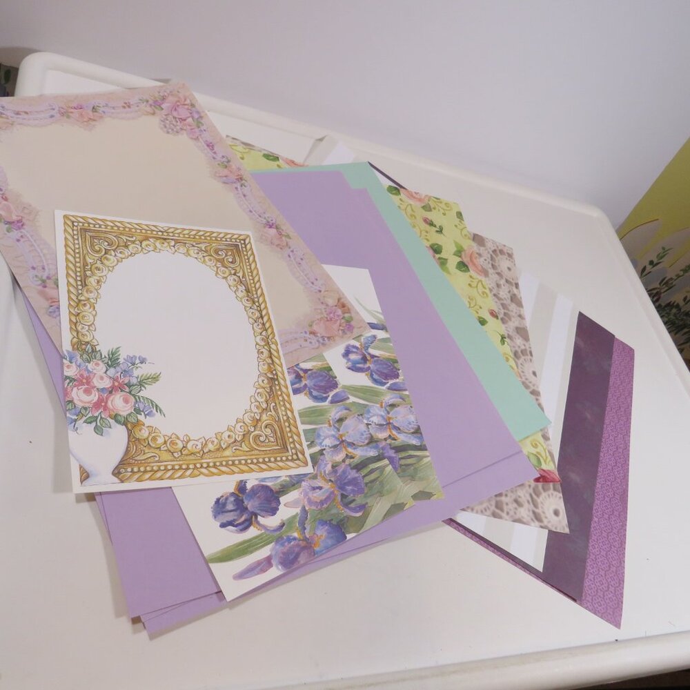 Purples & Vintage Looking Scrapbook Papers